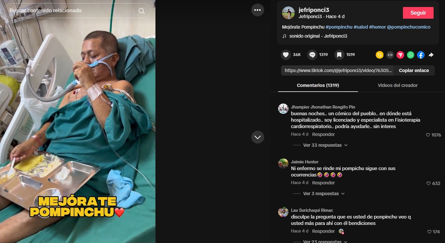 “Esperamos un milagro”: familia de Pompinchú pide oraciones tras su ingreso a UCI. Captura: Facebook Pompichu.