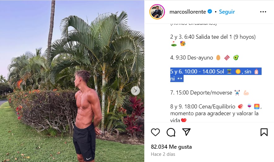 La publicación del jugador del Atlético del Madrid ha causado revuelo en redes sociales (@marcosllorente/Instagram)