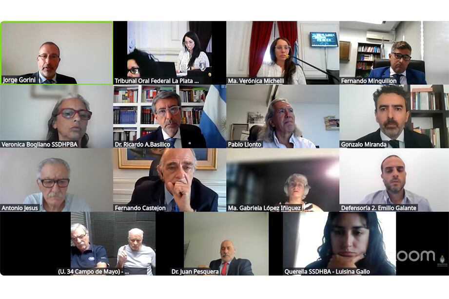 El juicio comenzó el 23 de febrero en La Plata y tiene como objeto 13 casos —nueve homicidios— atribuidos a la CNU; en el banquillo están Carlos “El Indio” Castillo, Antonio “Tony” Jesús y José “Pipi” Pomares (Gentileza: Ministerio Público Fiscal)