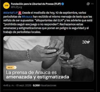 El comunicado por parte de la Flip se difundió el jueves 10 de septiembre de 2026 - crédito @FLIP_org/X
