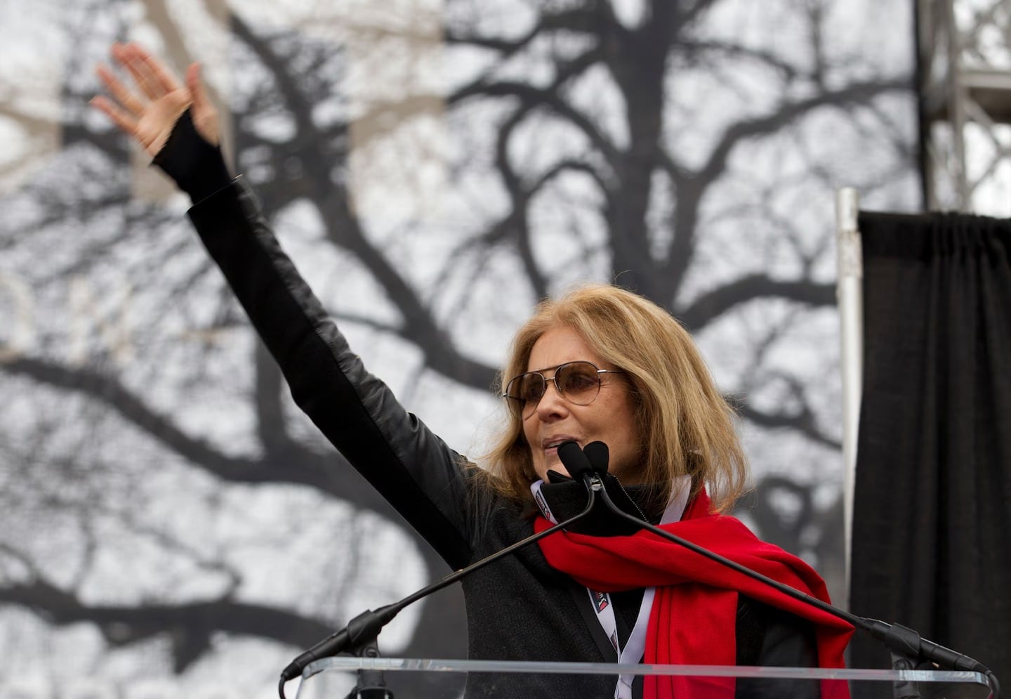 La Sra. Steinem se dirige a la multitud durante la Marcha de las Mujeres en Washington en 2017 (Jose Luis Magana/AP)