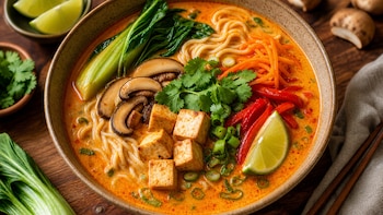 Ramen vegetariano de curry rojo: receta fácil, cremosa y llena de sabor para preparar en casa