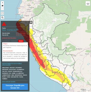 Pronóstico lluvias en Perú