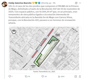 La concejala Heidy Sánchez denuncia que terrenos públicos bien servidos en transporte se destinan a proyectos inmobiliarios de grandes constructoras privadas - crédito Heidy Sánchez/X