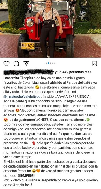 Post en Instagram de Liss