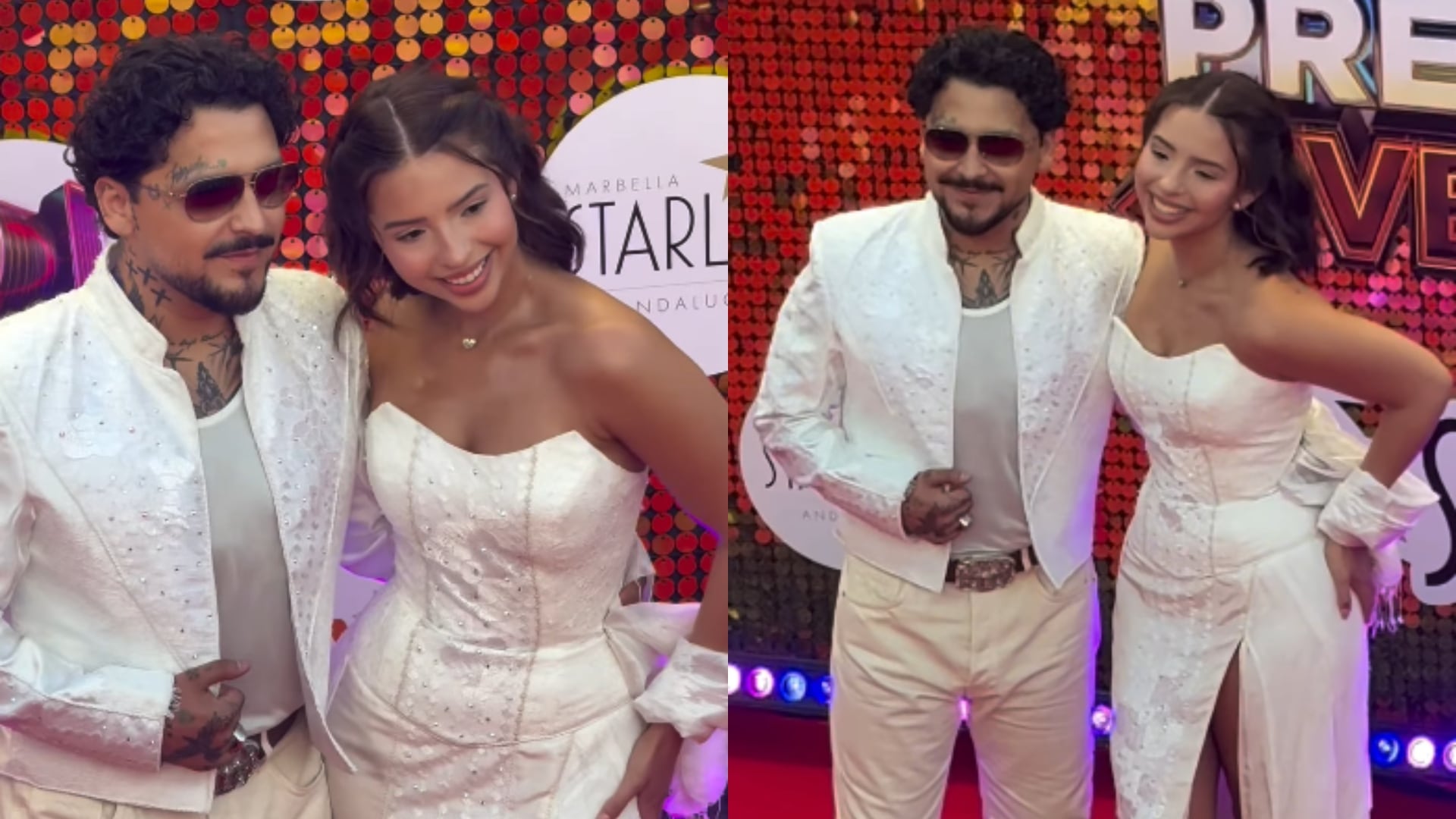 El deslumbrante look nupcial con el que llegaron Ángela Aguilar y Christian Nodal a Premios Juventud 2026
(RS)
