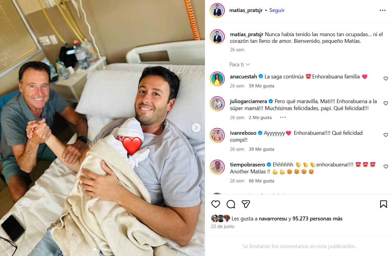 Matías Prats Jr. con su padre y su hijo (Instagram)