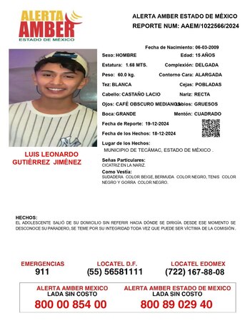 (Alerta Amber Edoméx)