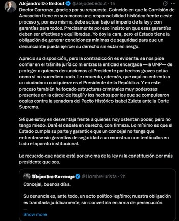 Alejandro de Bedout le contestó