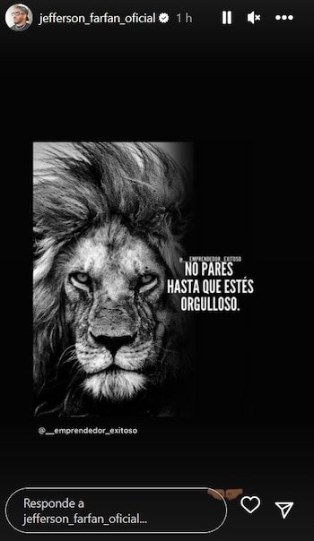 Así reaccionó Jefferson Farfán en sus redes sociales. Créditos a Instagram/@jefferson_farfan_oficial
