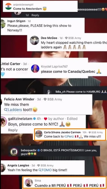 Fans de Backstreet Boys enloquecen y piden una gira por Latinoamérica: “Perú, Brasil, México, Ecuador”. Captura: IG Backstreet Boys.
