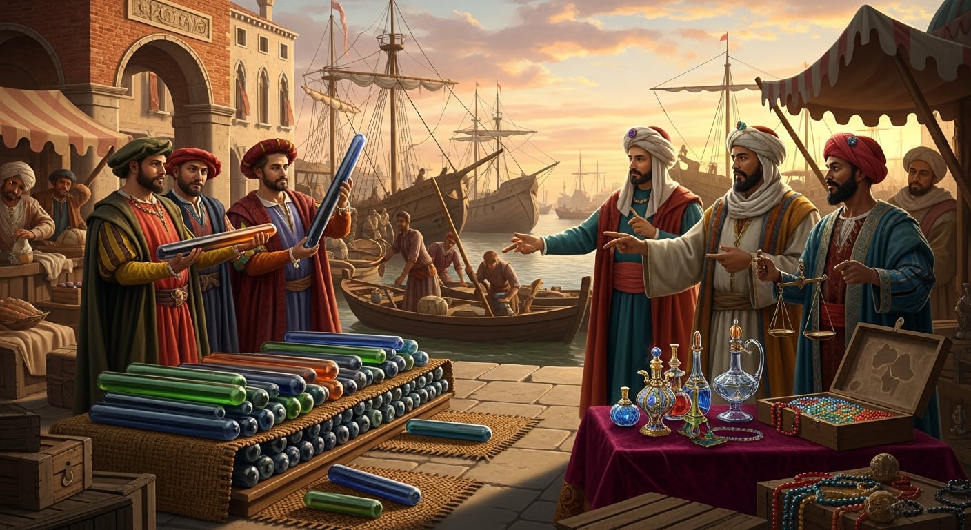 Venecia importaba vidrio de Egipto y el Levante en proporciones similares, integrándose en redes comerciales internacionales del Mediterráneo - (Imagen Ilustrativa Infobae)