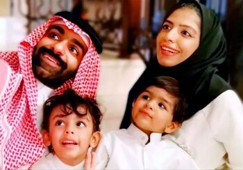 Salma al-Shehab y su familia.