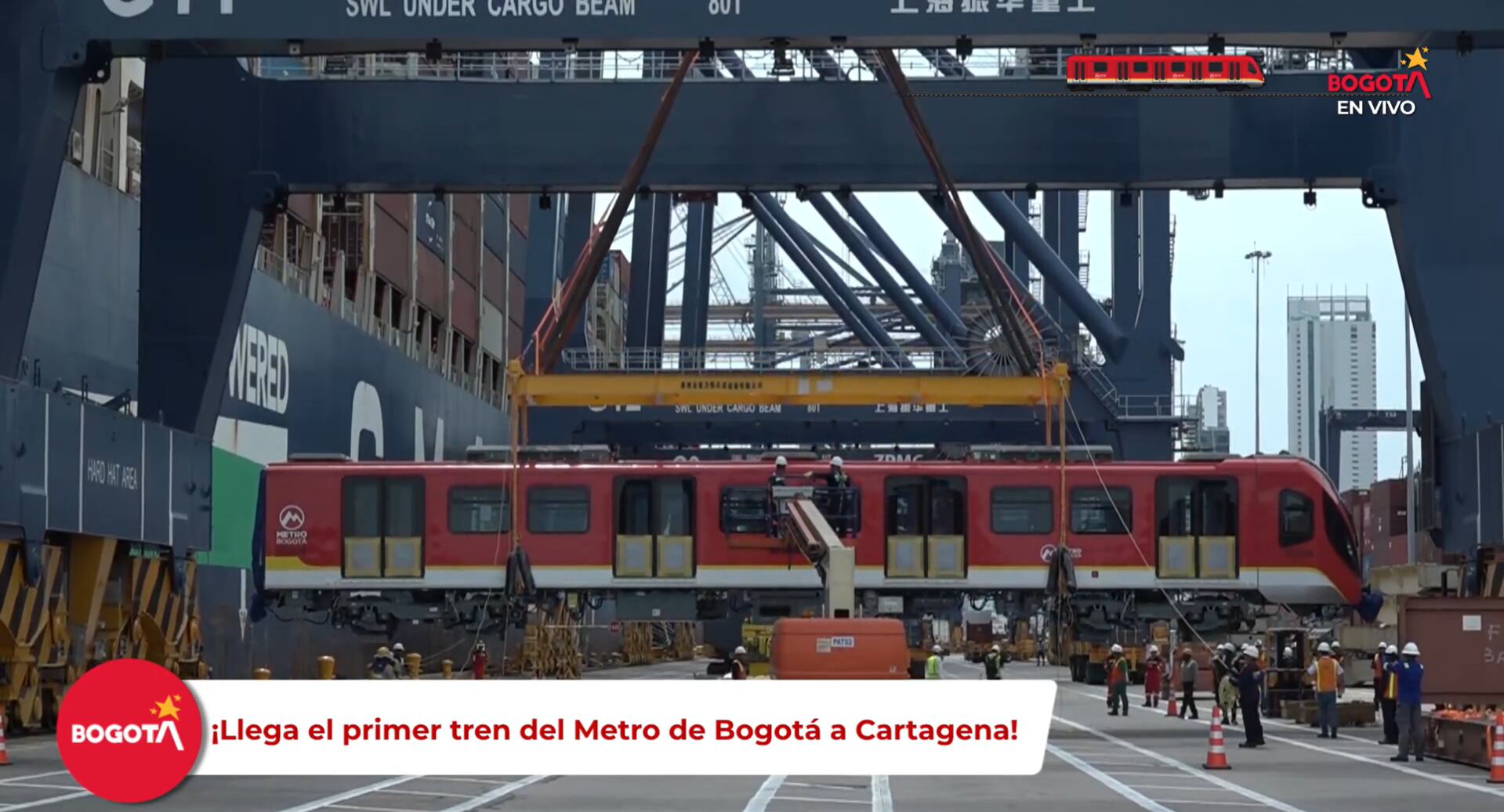 La unidad arribó al puerto de Cartagena y será trasladada a la capital para pruebas técnicas - Alcaldía de Bogotá