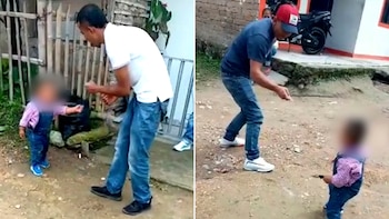 Indignacion por adultos que enseñan a niño a pelear con cuchillo portada
