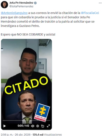 Jota Pe Hernández y Antonio Sanguino, cara a cara por acusación de traición a la patria - crédito @JotaPeHernandez7X