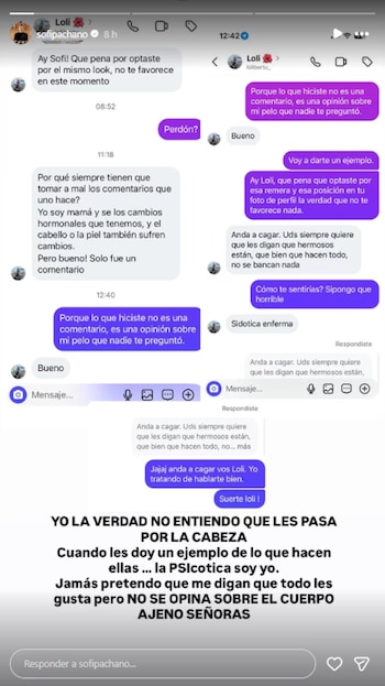 El ida y vuelta de Sofia Pachano en su instagram