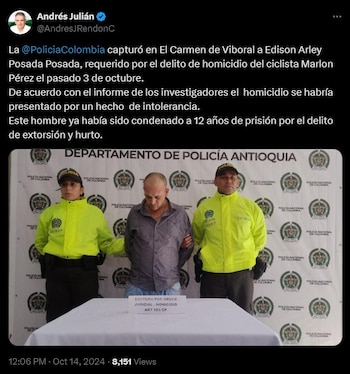 El gobernador de Antioquia informó