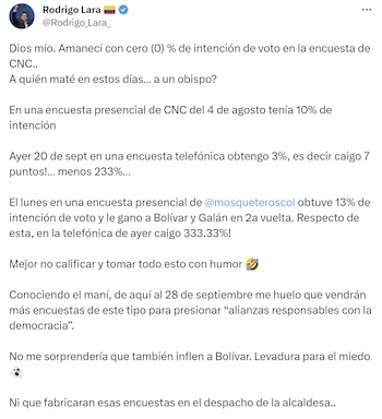 Rodrigo Lara pone en duda los resultados de la encuesta del CNC a la Alcaldía de Bogotá