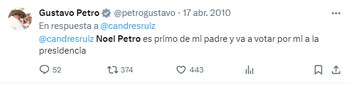 Petro dice que Noel Petro