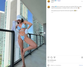 Sofía Jujuy mostró su pasión mundialista con una jugada producción de fotos en Miami (Instagram)