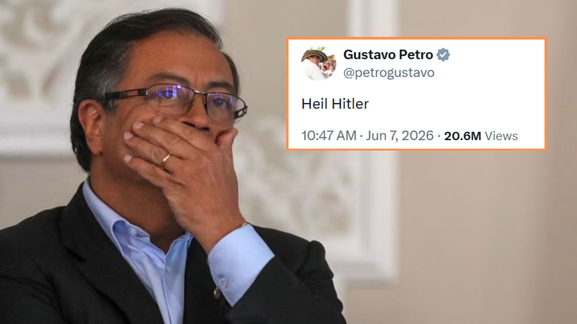 El presidente escribió “Heil Hitler” en respuesta a una columna de opinión del analista Felipe Zuleta Lleras . - crédito Reuters y @petrogustavo/X