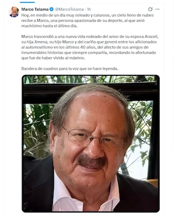 Marco Tolama murió a los 79 años de edad (X/ @MarcoTolama)