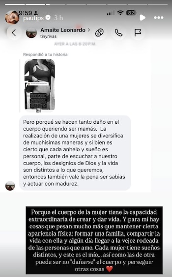 Una usuaria cuestionó los cambios físicos de Pautips y su deseo de convertirse en madre - crédito @pautips / Instagram