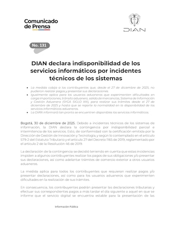 Debido a problemas técnicos en