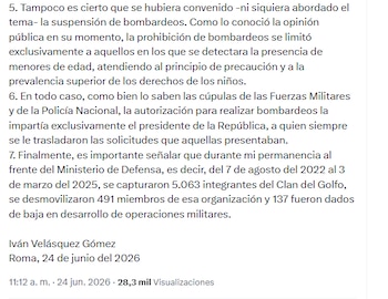 El exministro negó que Danilo Rueda hubiera intervenido en la evaluación de oficiales - crédito @Ivan_Velasquez_/X