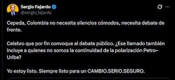 Sergio Fajardo - crédito @sergio_fajardo/X