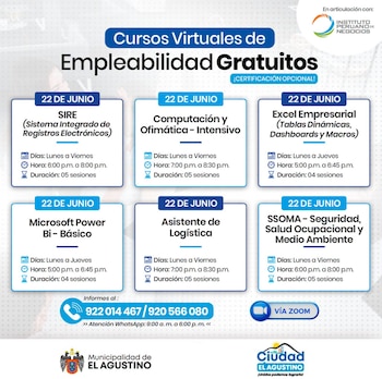 Estos cursos contribuyen al crecimiento profesional y a una mejor inserción laboral - Créditos: Municipalidad de El Agustino.