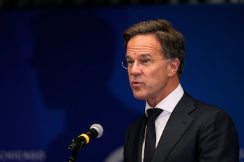 El secretario general de la OTAN Mark Rutte en una conferencia en Des Moines, Iowa, el 22 de septiembre del 2026. (AP foto/Charlie Neibergall)