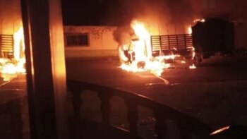 Incedio de dos camiones de