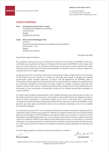 La defensa de Gustavo Petro pidió una revisión previa si Interpol en Washington intentaba registrar datos futuros sobre el presidente - crédito @petrogustavo/X