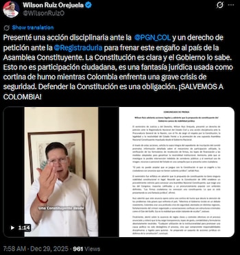 Wilson Ruiz interpone acciones legales