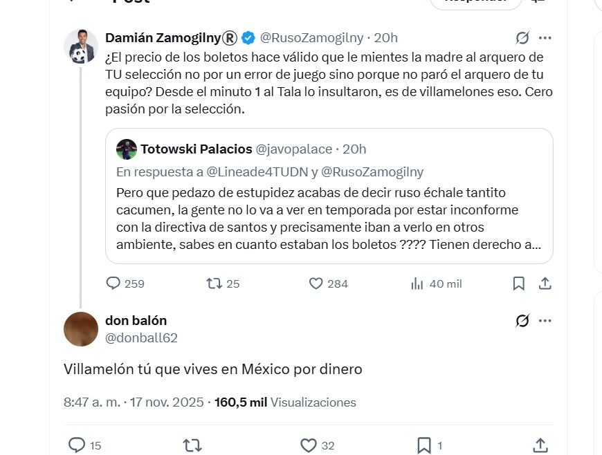 El Ruso Zamogilny protagonizó una pelea en redes sociales (X/ @RusoZamogilny)