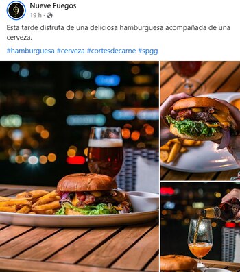 Menú del restaurante 9 fuegos,