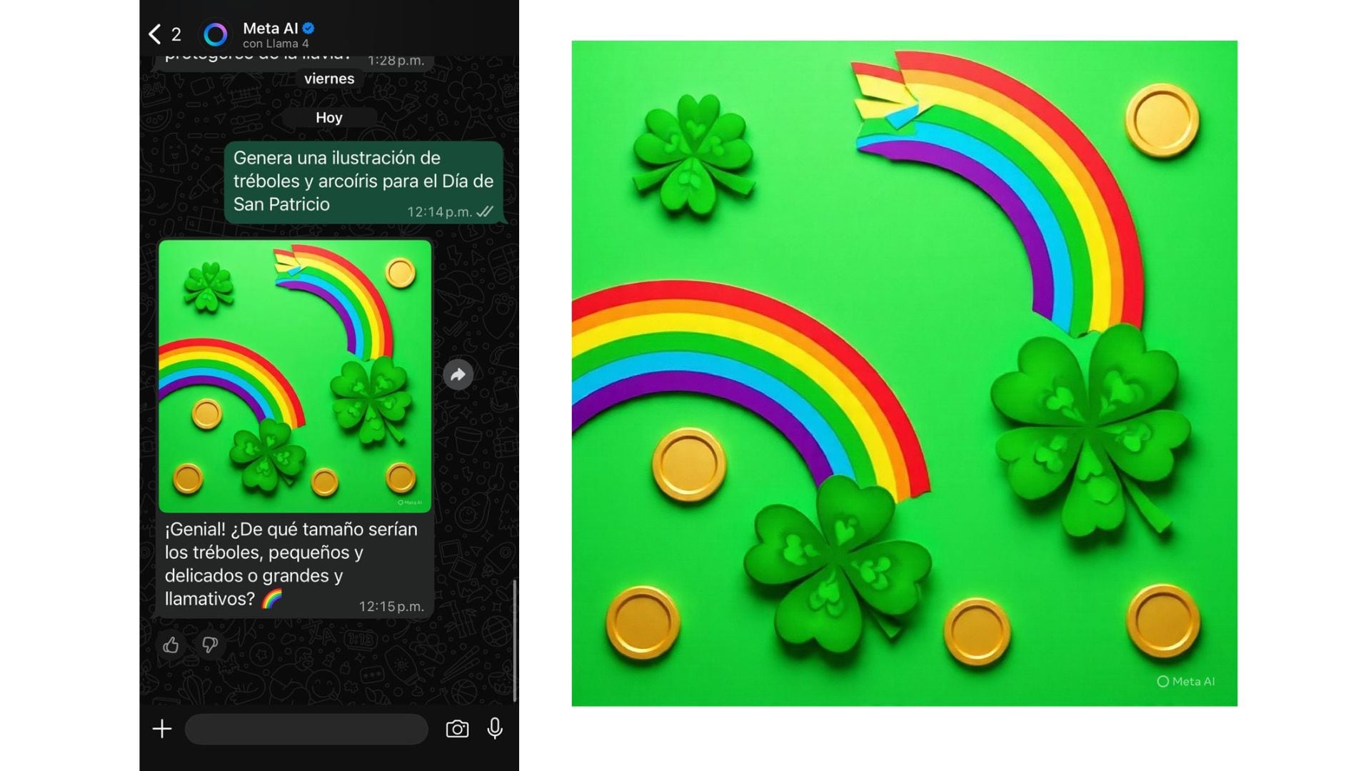 Las imágenes generadas por Meta AI puede ser usadas como fondo de chats. (WhatsApp)
