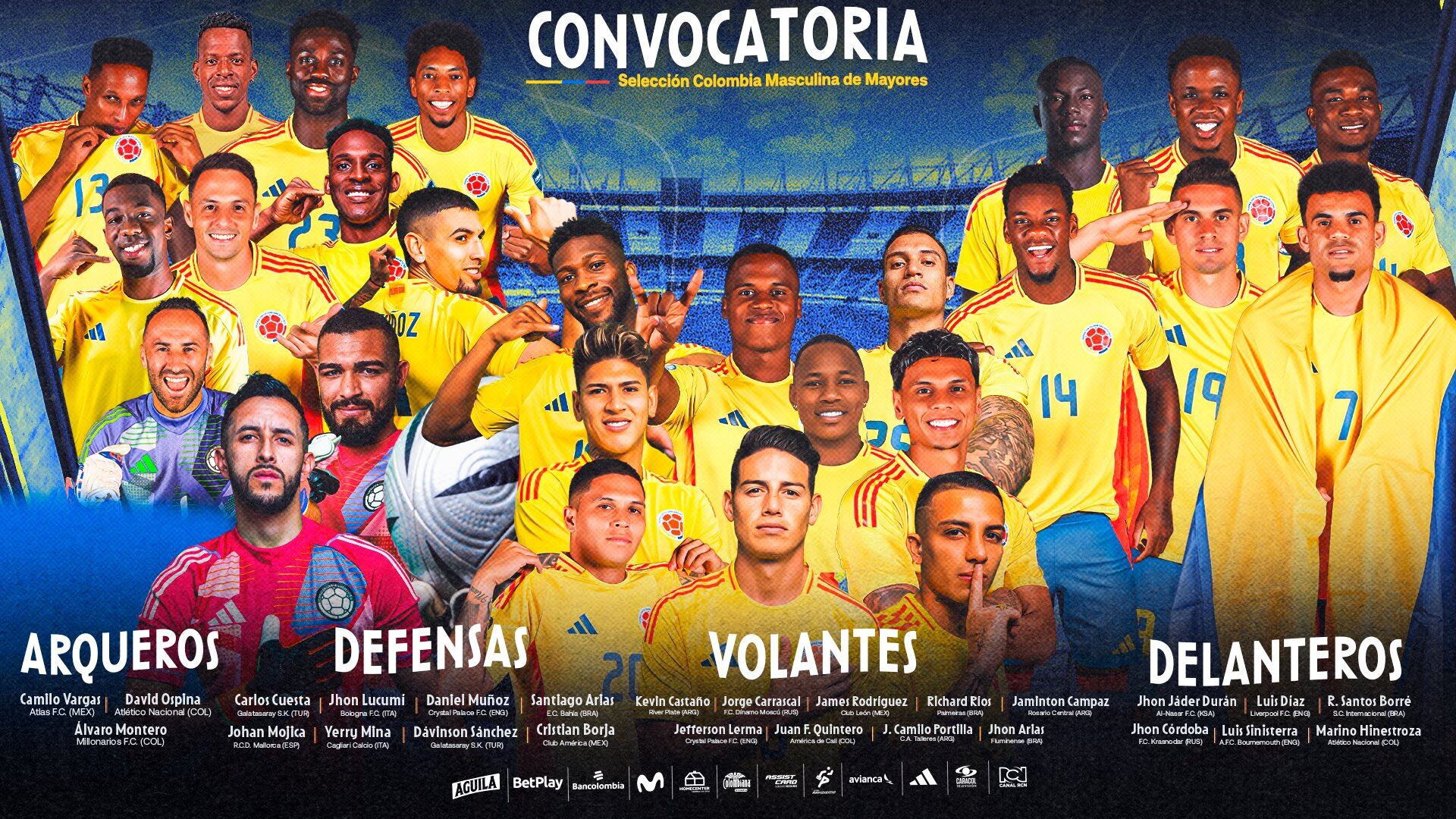 Estos son los 26 deportistas convocados por Néstor Lorenzo para los encuentros contra Brasil y Paraguay - crédito Federación Colombiana de Fútbol