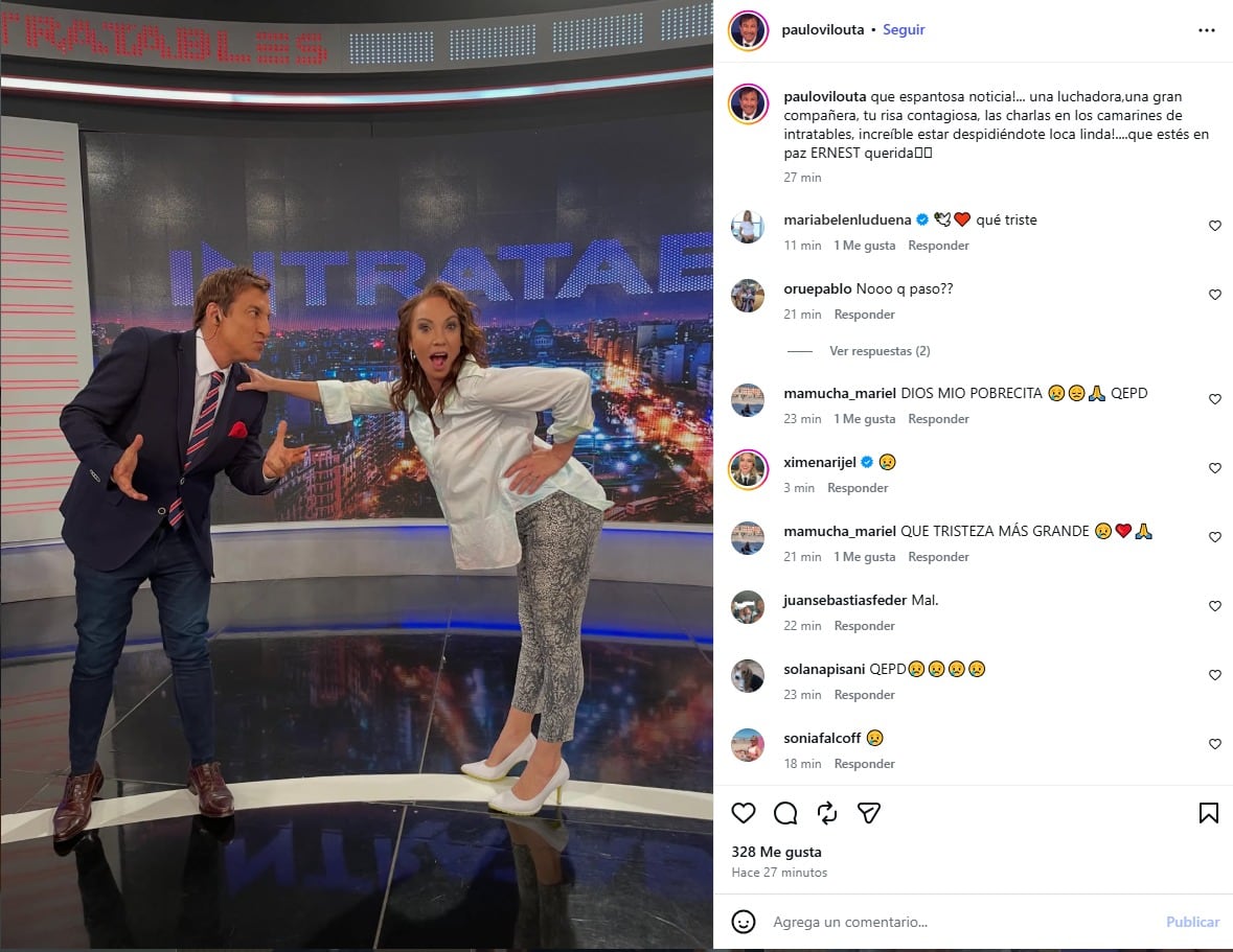 Paulo Vilouta recordó una imagen junto a Ernestina Pais cuando compartían Intratables