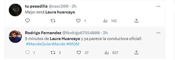 Usuarios destacan a Laura Huarcayo