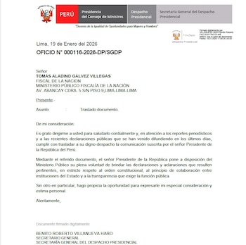 Oficio remitido al despacho de