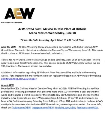 All Elite Wrestling debutará en