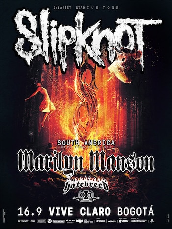 Slipknot regresará a Bogotá el 16 de septiembre de 2027 con un concierto en Vive Claro junto a Marilyn Manson, Hatebreed y No Dependiente - crédito Paromo