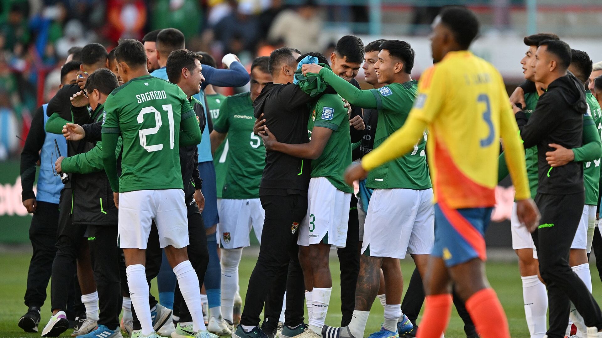 Bolivia fue el equipo que acabó con el invicto de Colombia en las eliminatorias, con el 1-0 en El Alto - crédito AIZAR RALDES / AFP