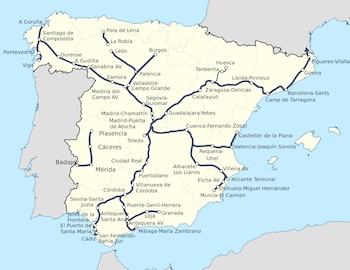 España cuenta con la red ferroviaria de alta velocidad más extensa de Europa (Wikimedia Commons)