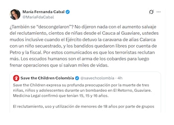 María Fernanda Cabal habló sobre el comunicado de Save The Children