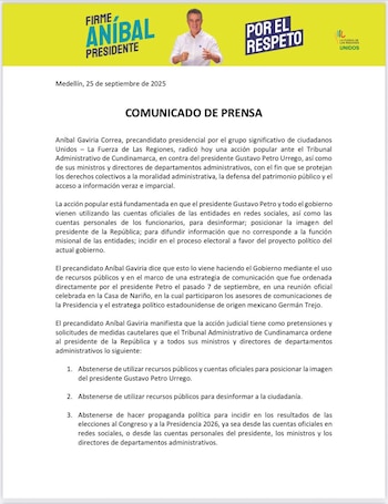 Aníbal Gaviria cuestionó el uso