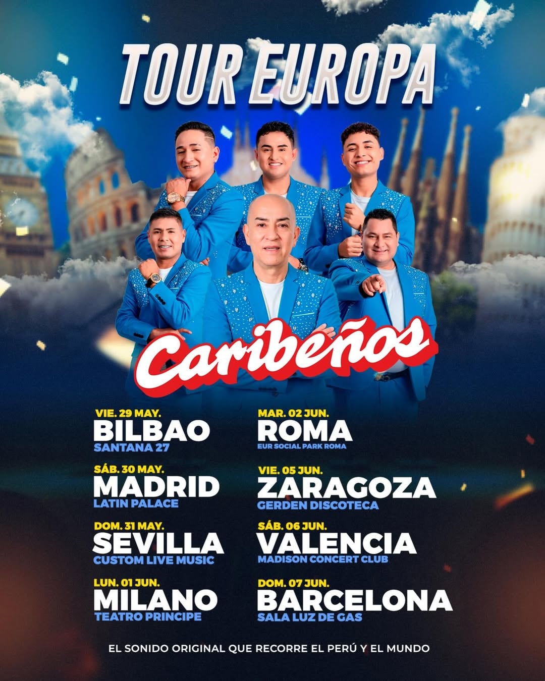La agrupación liderada por Santiago Aspericueta mantiene presentaciones en España, Italia y Estados Unidos, mientras prepara un nuevo disco por los 55 años de Los Caribeños de Guadalupe.